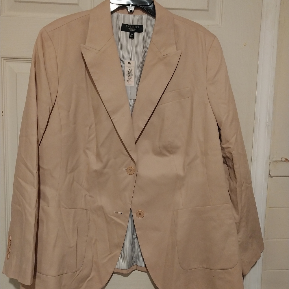 The Talbots Grace fit flattering classic women's bright beige blazer size 18W